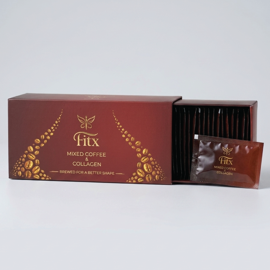 Fitx Mixed Coffee & Collagen - Premium Mischkaffee mit Kollagen für eine bessere Figur und strahlende Haut. 30 Sachets für Ihren Monatsvorrat.
